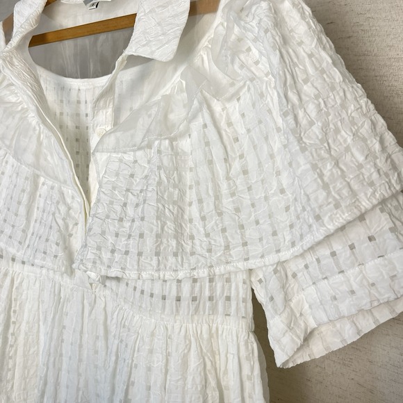 J.ING Little White Destination Wedding Bridal Shower Dress‎ Sheer Lattice Mini S - Picture 2 of 8
